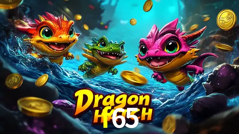Arte promocional do jogo Dragon Hatch com três adoráveis dragões bebês nadando entre moedas de ouro, um dos slots mais divertidos para jogar no cassino f65.
