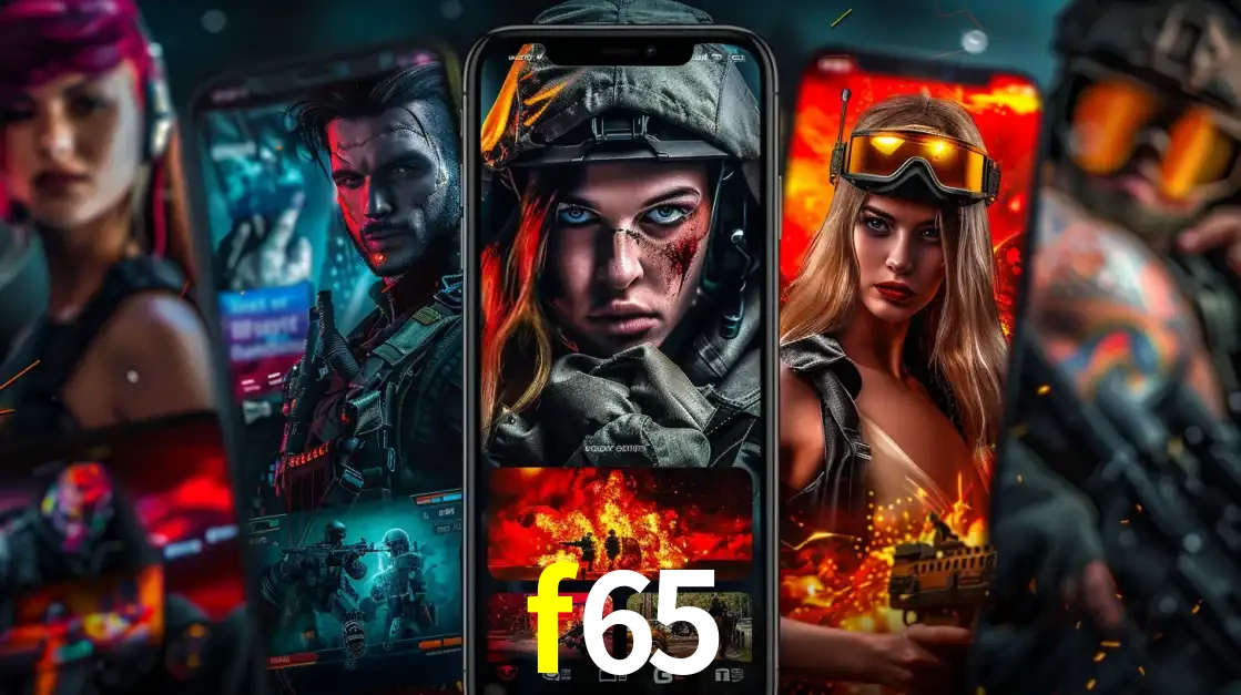 Montagem de telas de celular mostrando diversos personagens, masculinos e femininos, de um jogo de tiro, ilustrando a diversidade de equipes de e-sports para apostar no f65.