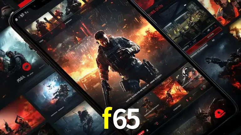 Tela de um celular exibindo uma galeria de jogos de tiro com temática militar, mostrando a variedade de e-sports disponíveis para apostas na plataforma de entretenimento f65.
