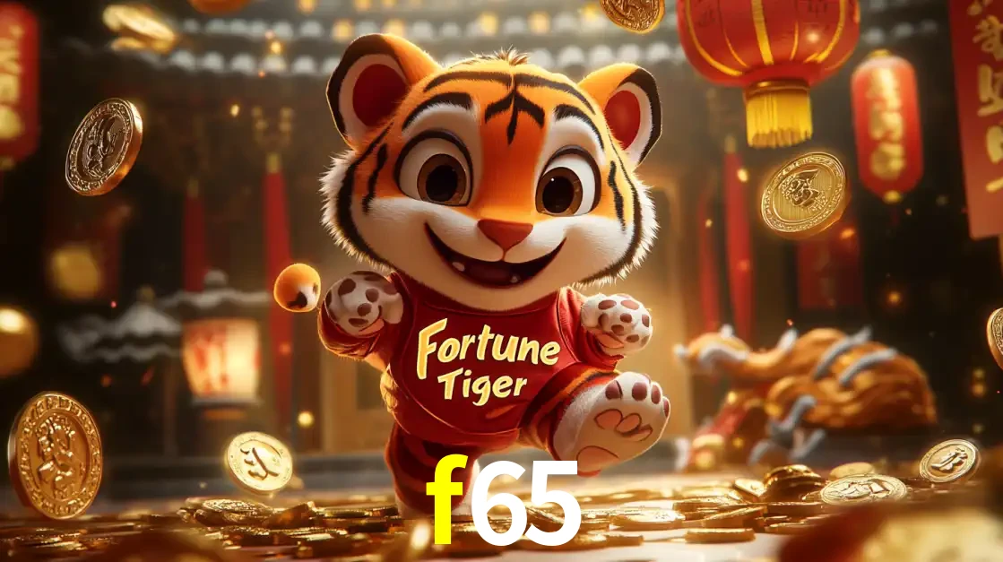 O alegre personagem do Fortune Tiger correndo sobre um caminho de moedas de ouro, simbolizando os grandes prêmios e a diversão do popular jogo de slot do f65.