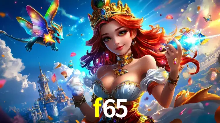 A princesa de um reino de fantasia mágico, com seu pequeno dragão, apresentando um mundo de prêmios encantados nos jogos de caça-níqueis do cassino f65.